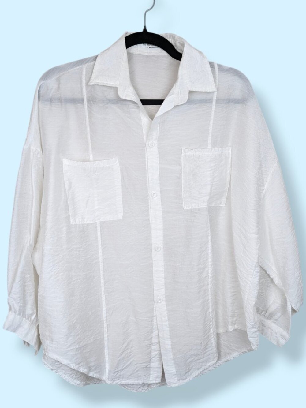 White Textured Buttoned Blouse - Picture 6 of 8